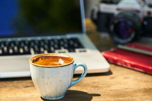 Cozy workspace with coffee